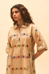 Sand Embroidered Dress