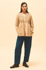 Sand Smocked Top