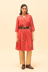 Crimson Buttoned Tunic