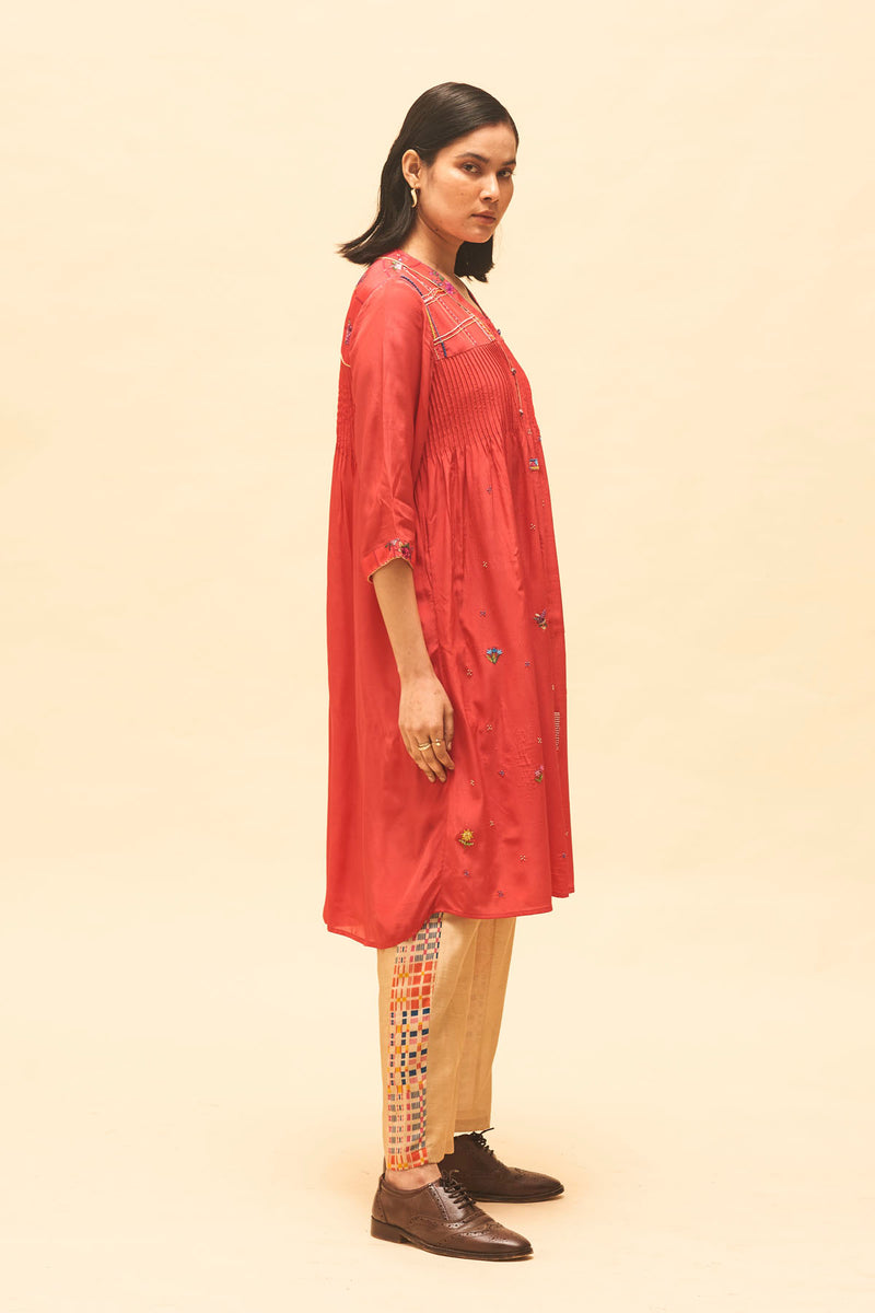 Crimson Buttoned Tunic