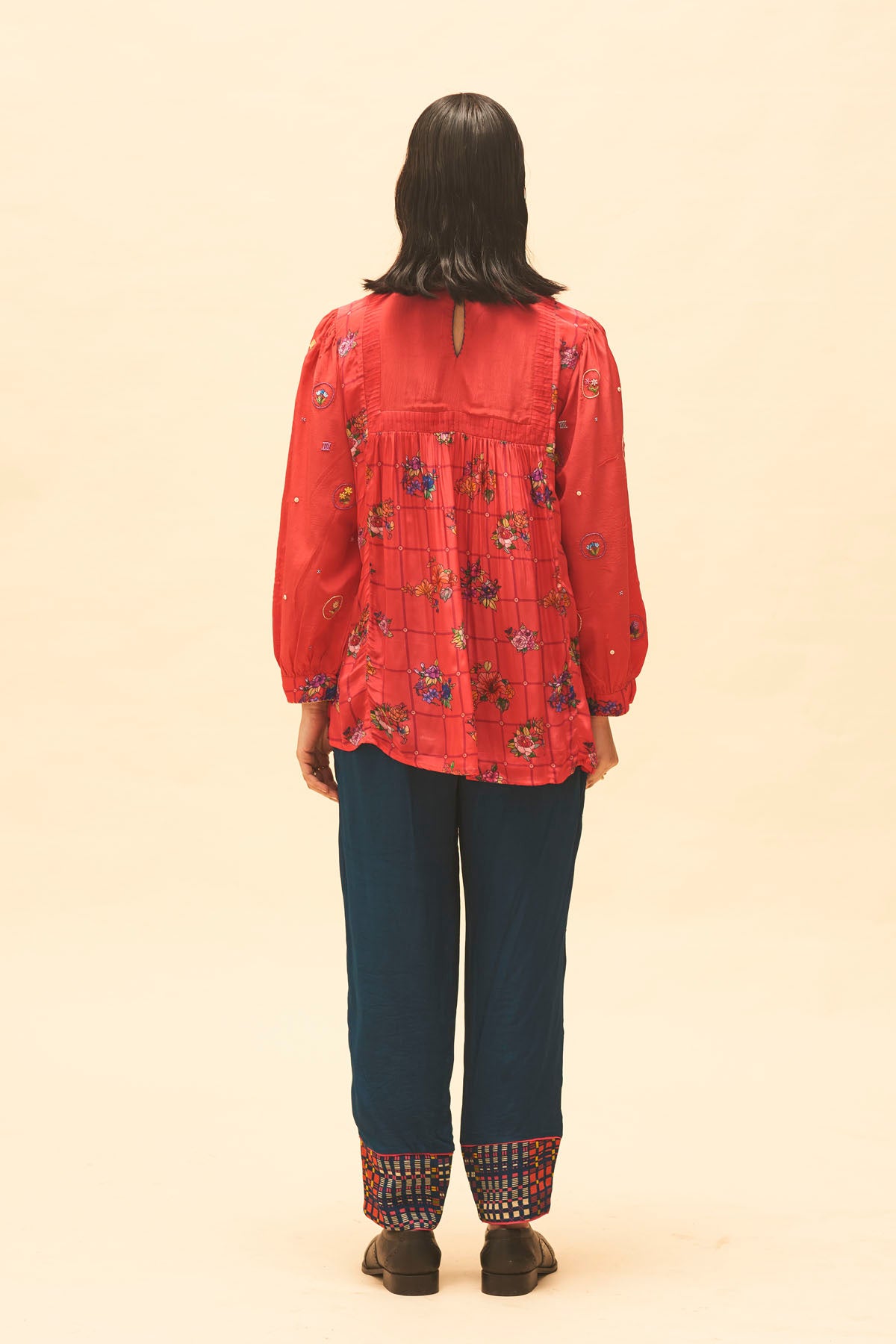 Crimson Floral Top