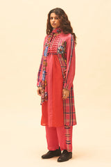 Fuchsia Embroidered Yoke Kurta