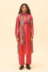 Fuchsia Embroidered Yoke Kurta