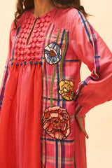 Fuchsia Embroidered Yoke Kurta