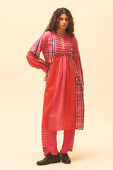 Fuchsia Embroidered Yoke Kurta