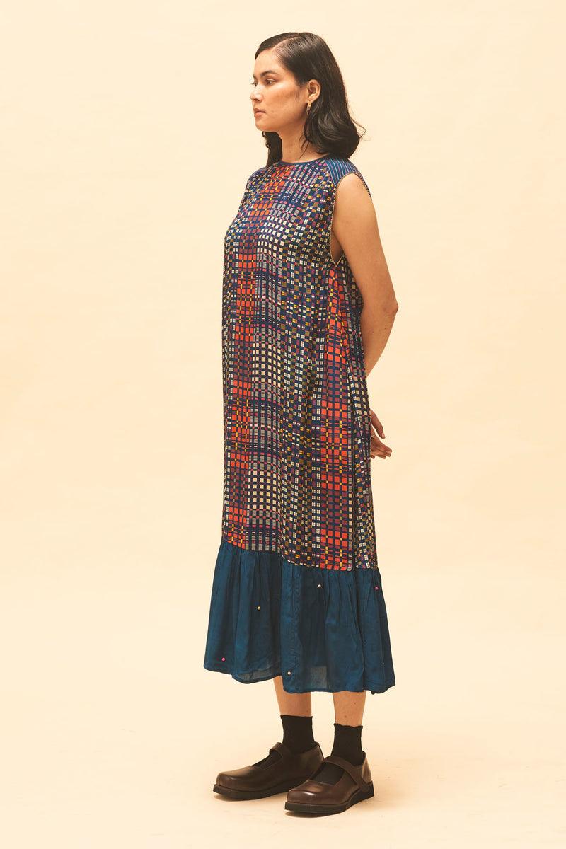 Indigo Checked Dress