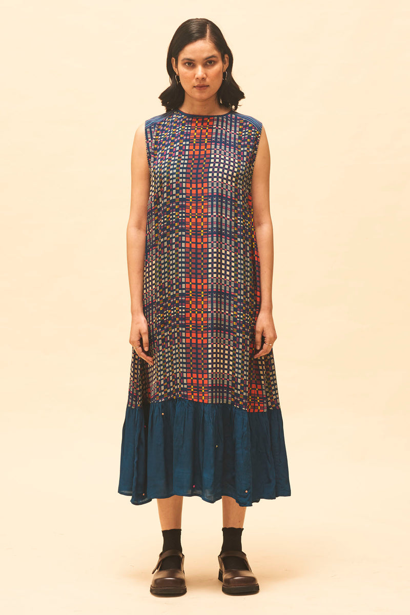 Indigo Checked Dress