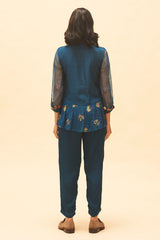 Indigo Embroidered Top