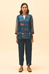 Indigo Embroidered Top