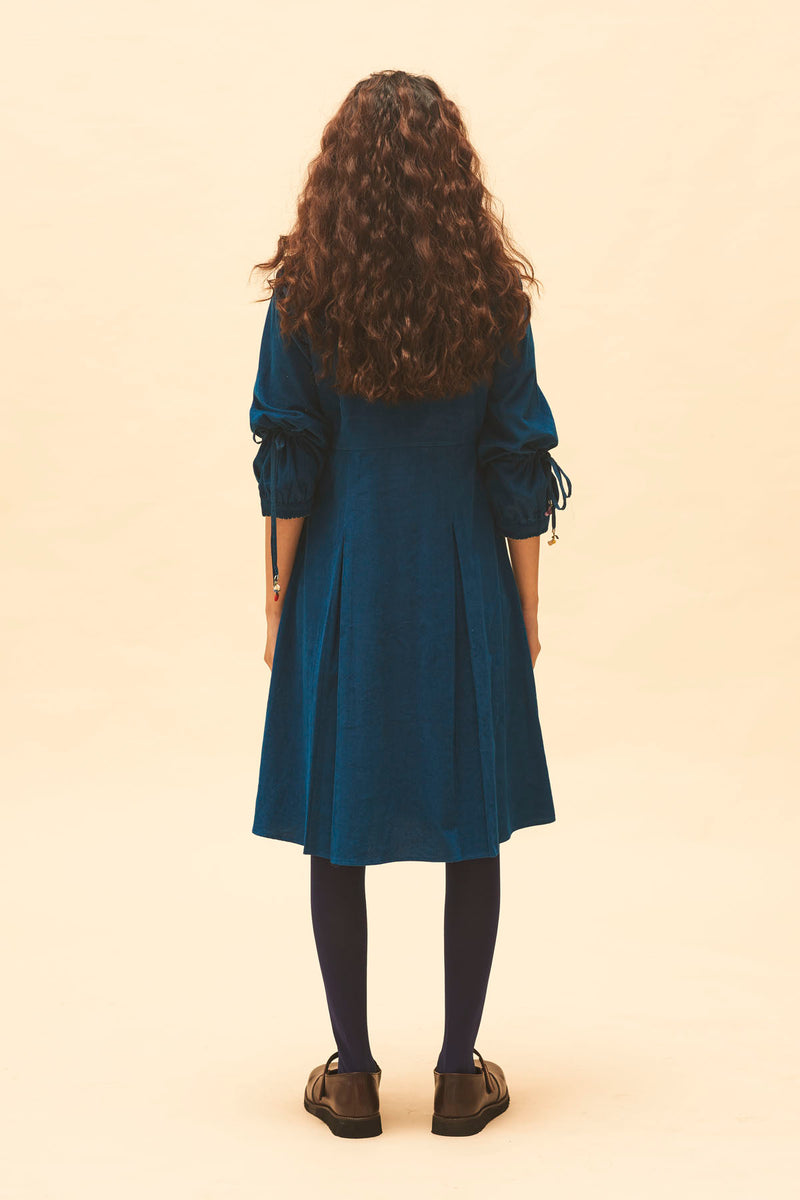 Indigo Pleated Dress