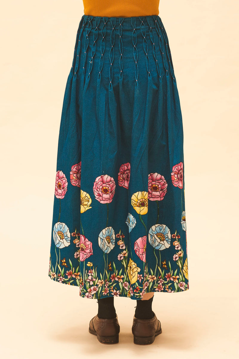 Indigo Floral Maxi Skirt