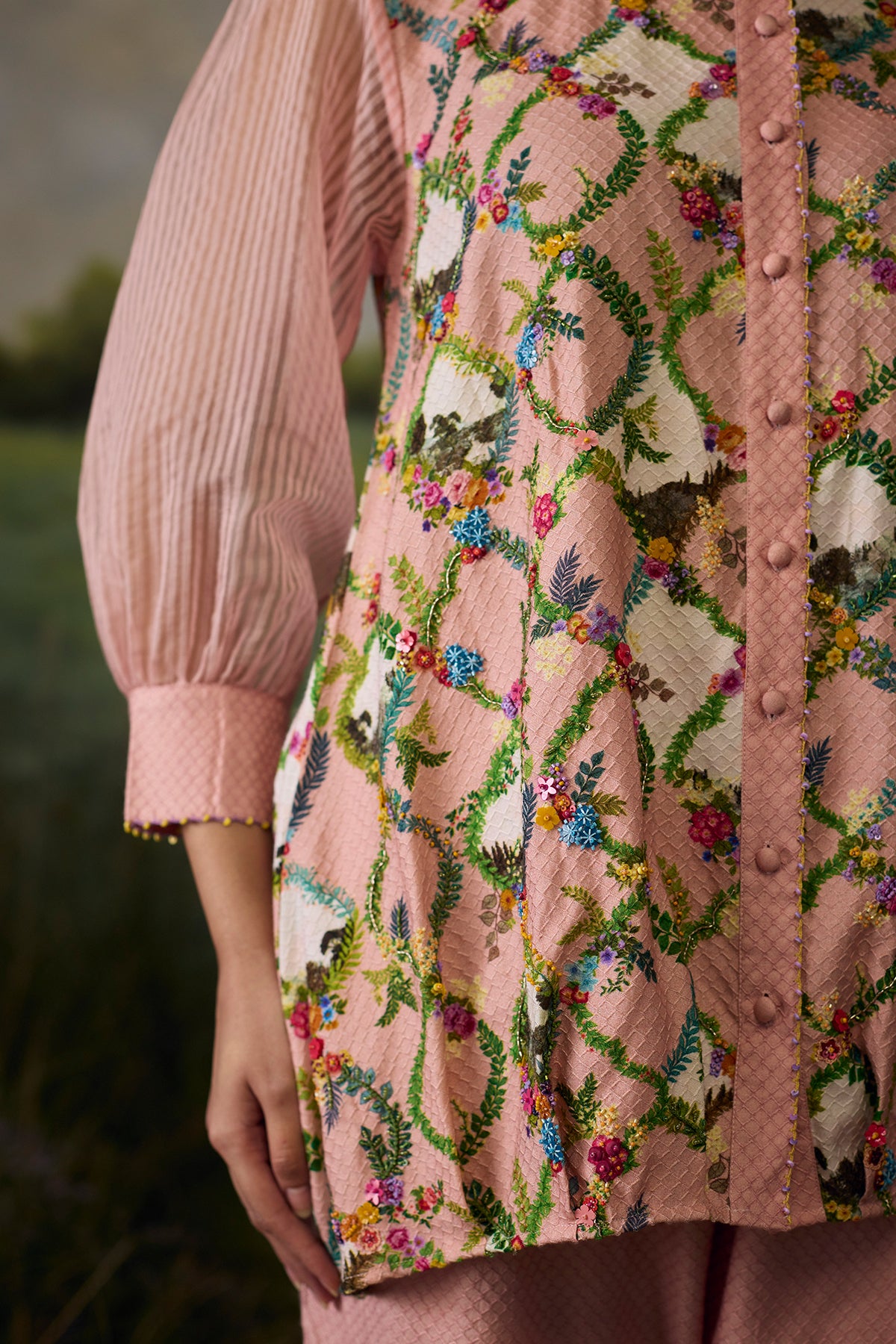 Coral peach floral top