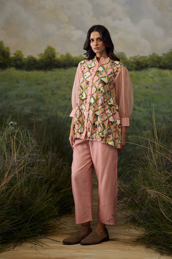 Coral peach floral top