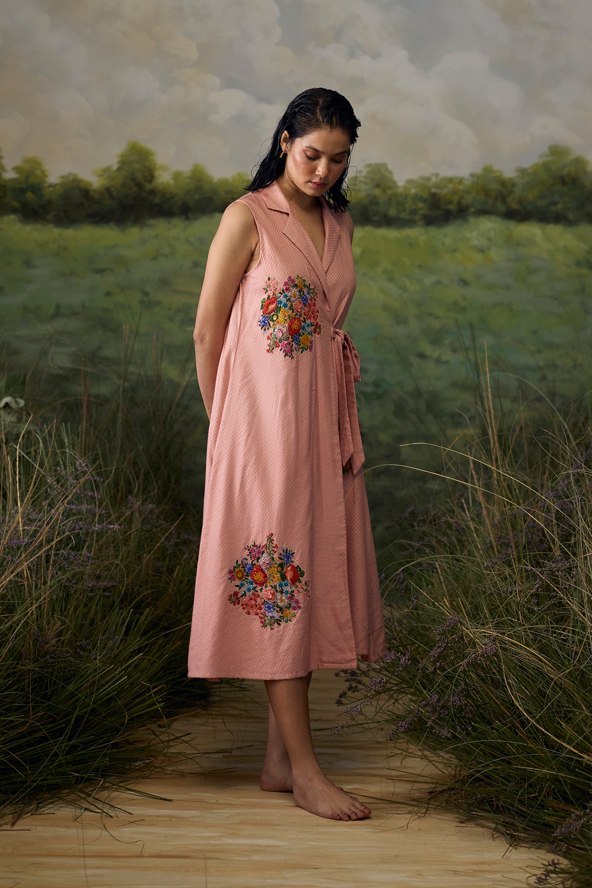 Coral peach wrap Dress