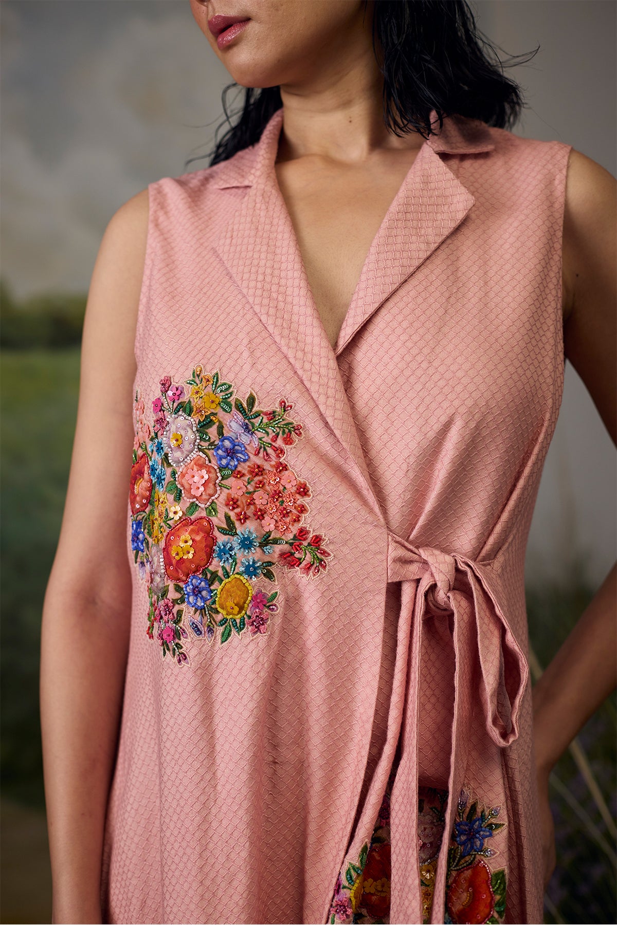 Coral peach wrap Dress