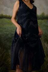 Midnight Blue Gathered Dress