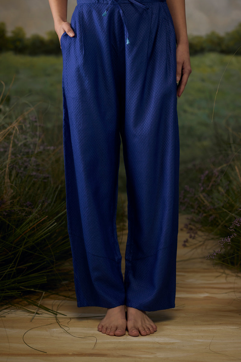 Mystic blue textured pants