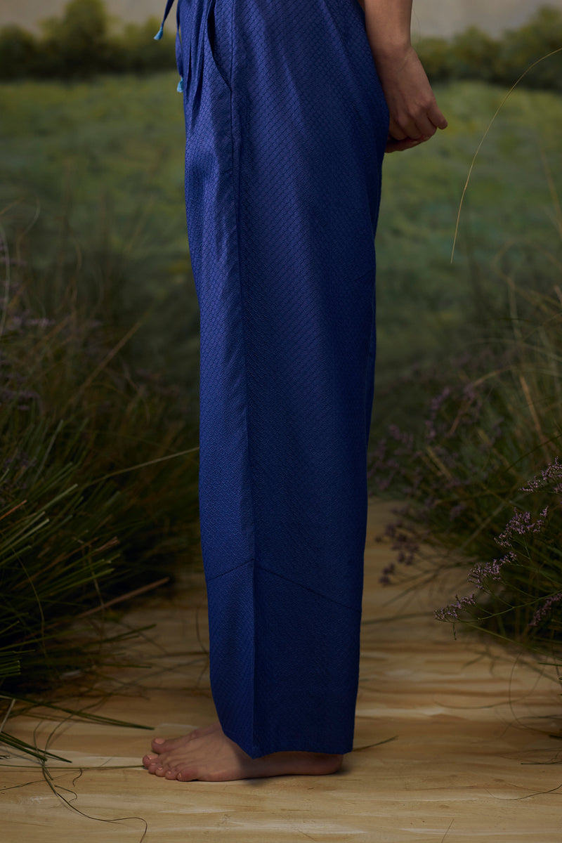 Mystic blue textured pants