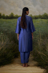 Mystic blue embroidered kurta