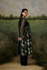 Forest green gathered kurta