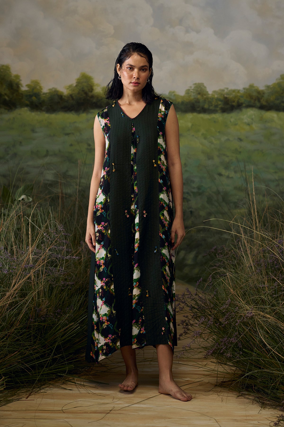 Onyx printed maxi dress