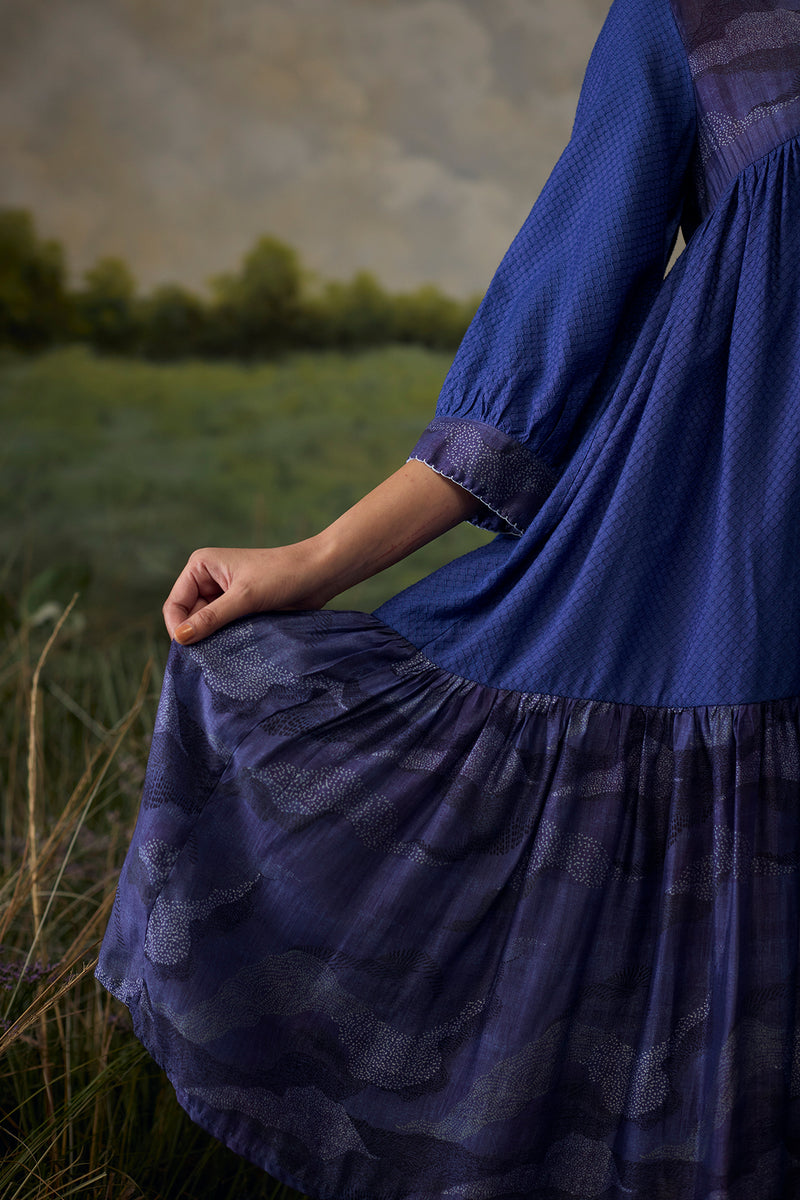 Mystic blue printed dress