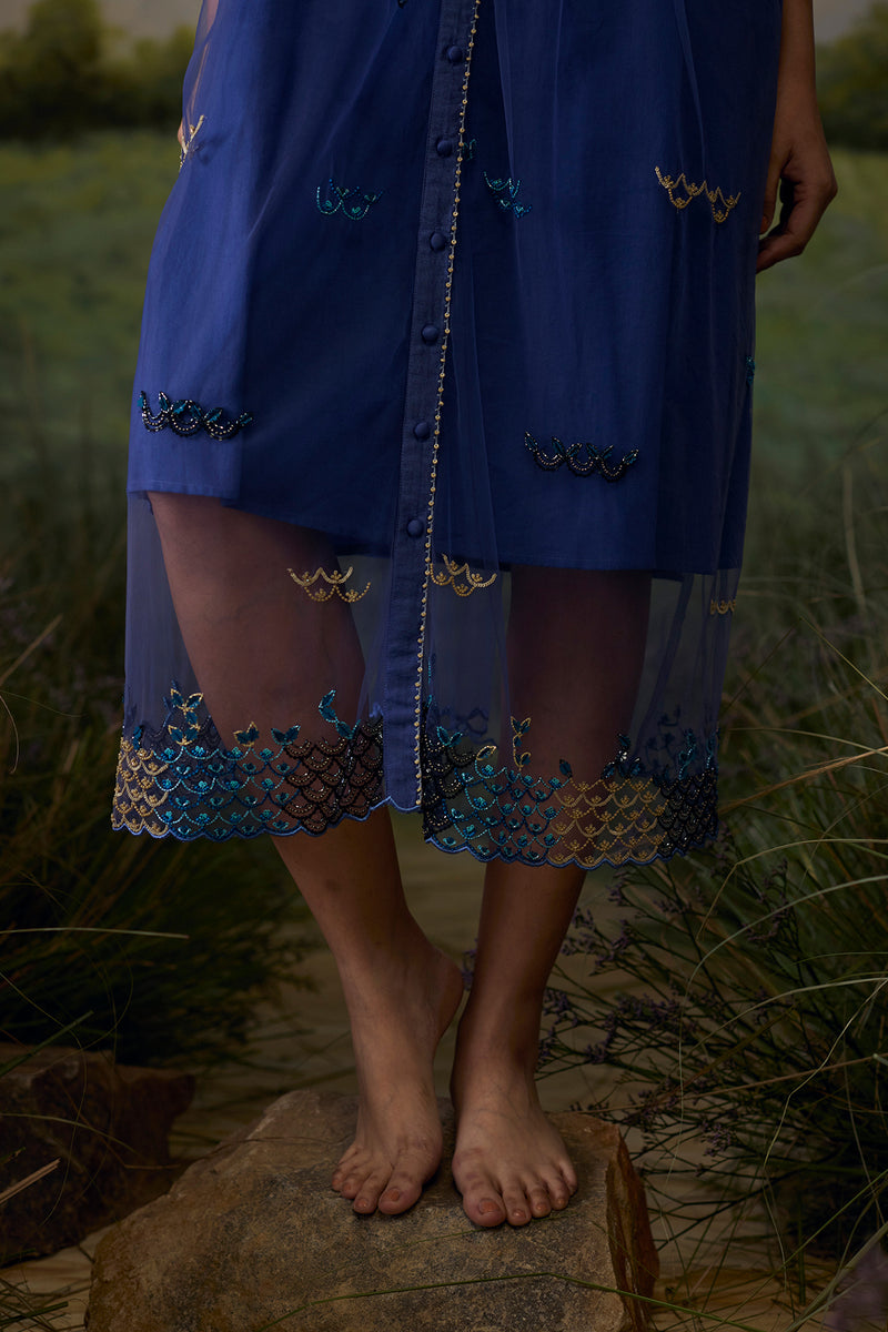 Mystic blue sheer dress