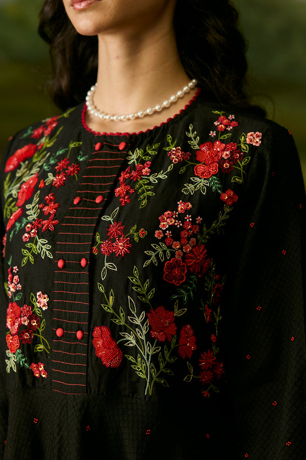 Onyx Embroidered Dress