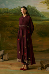 Crimson pintuck kurta