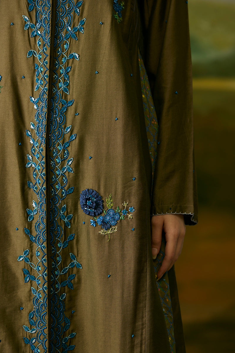 Dusty grey embroidered kurta