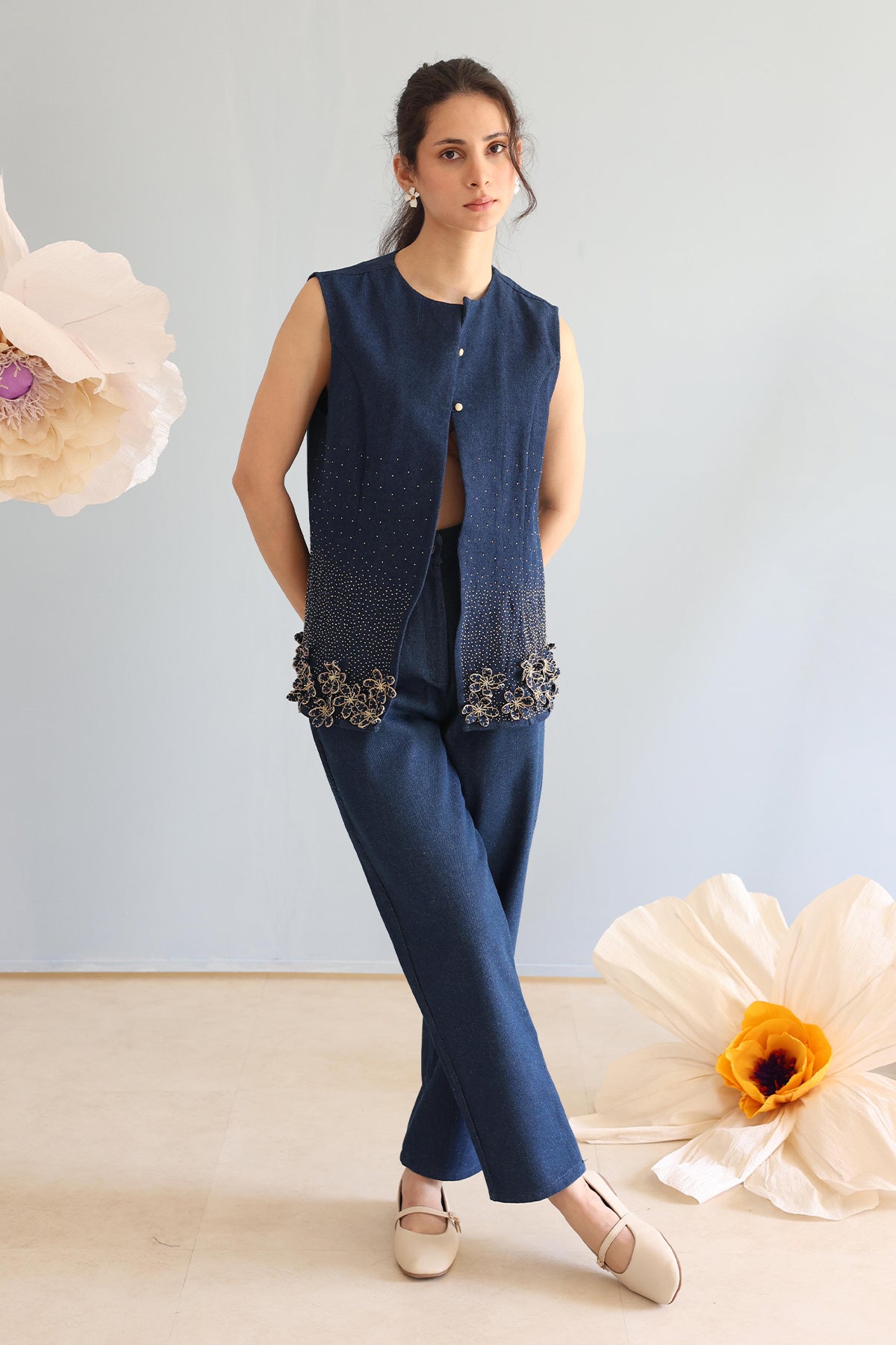 Midnight Blue Beaded Top