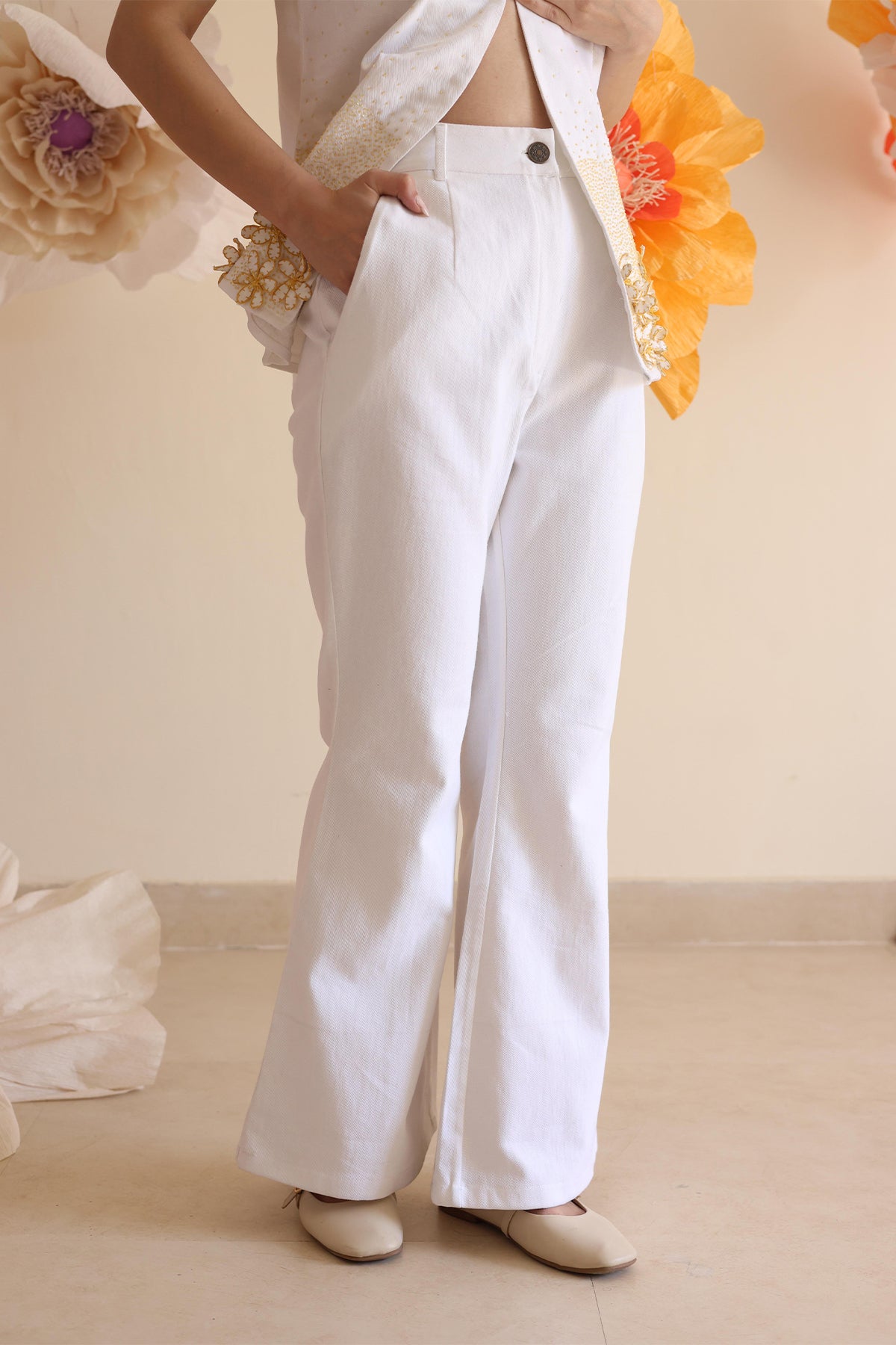 Ivory Flared Pants