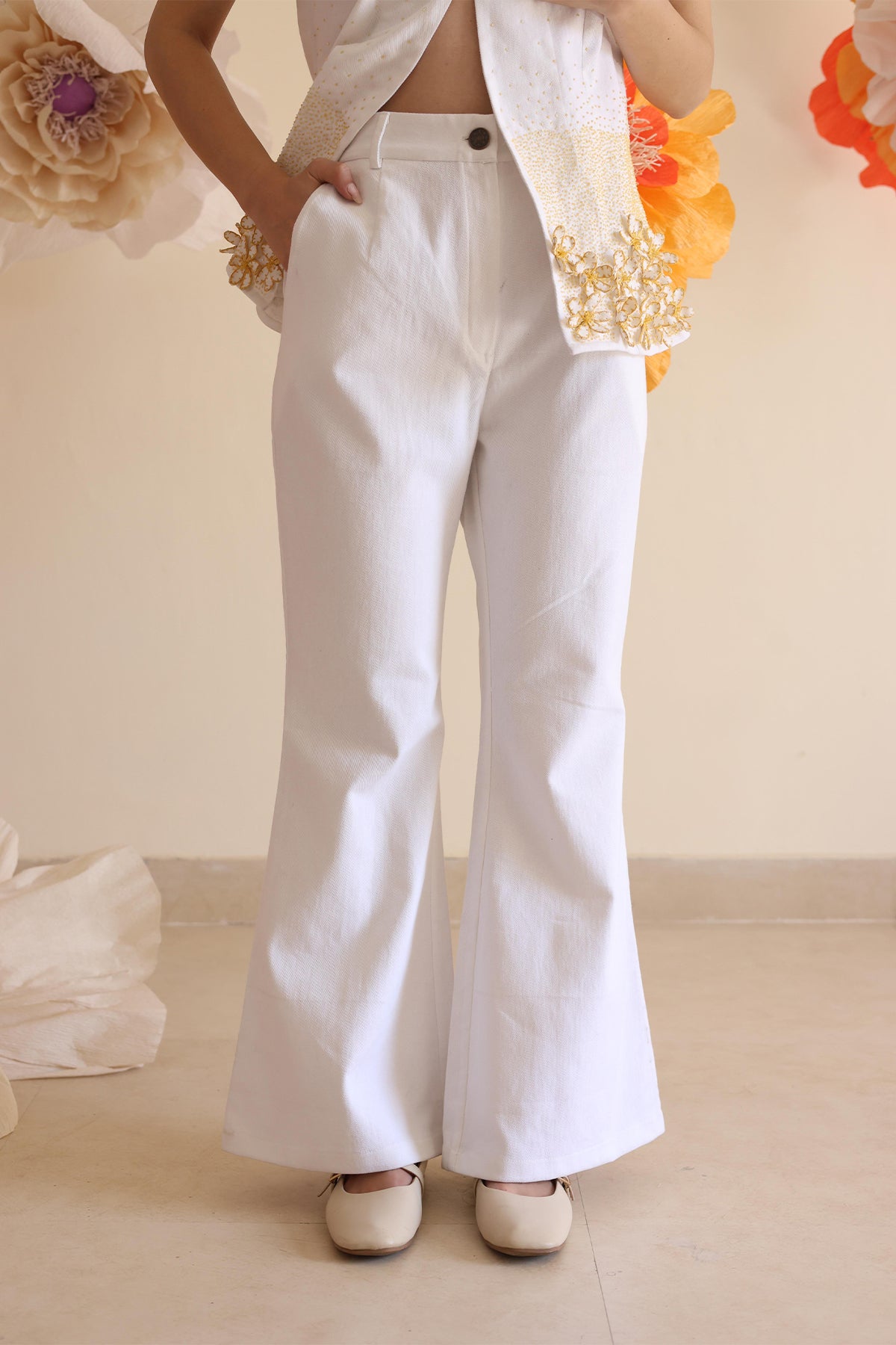 Ivory Flared Pants