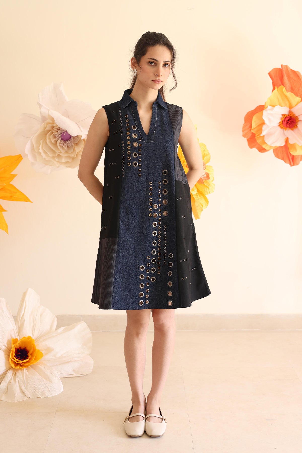Midnight Blue Panelled Dress