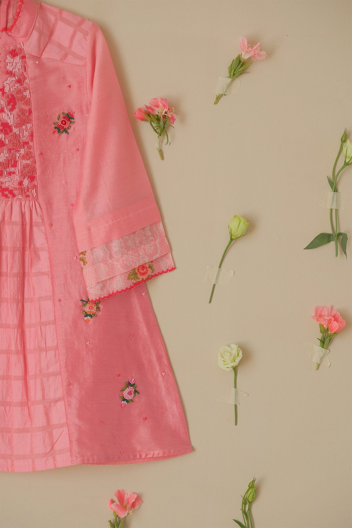 Kids Rose Gathered Dress