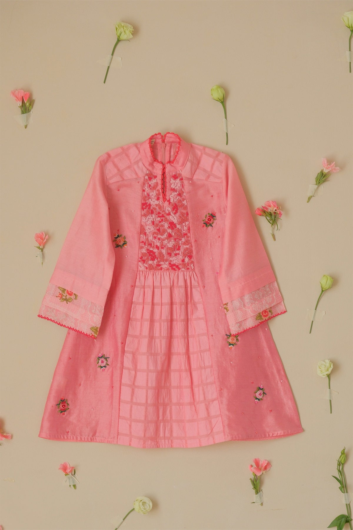 Kids Rose Gathered Dress