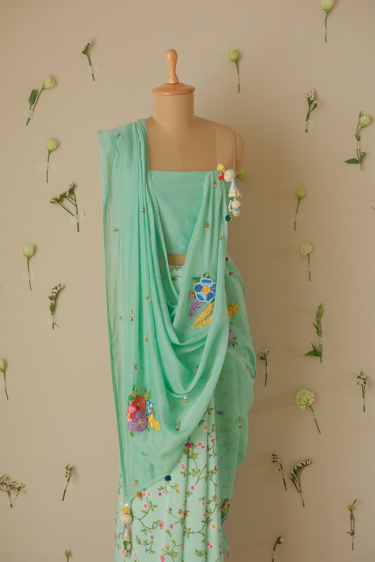 Seaglass Floral Saree
