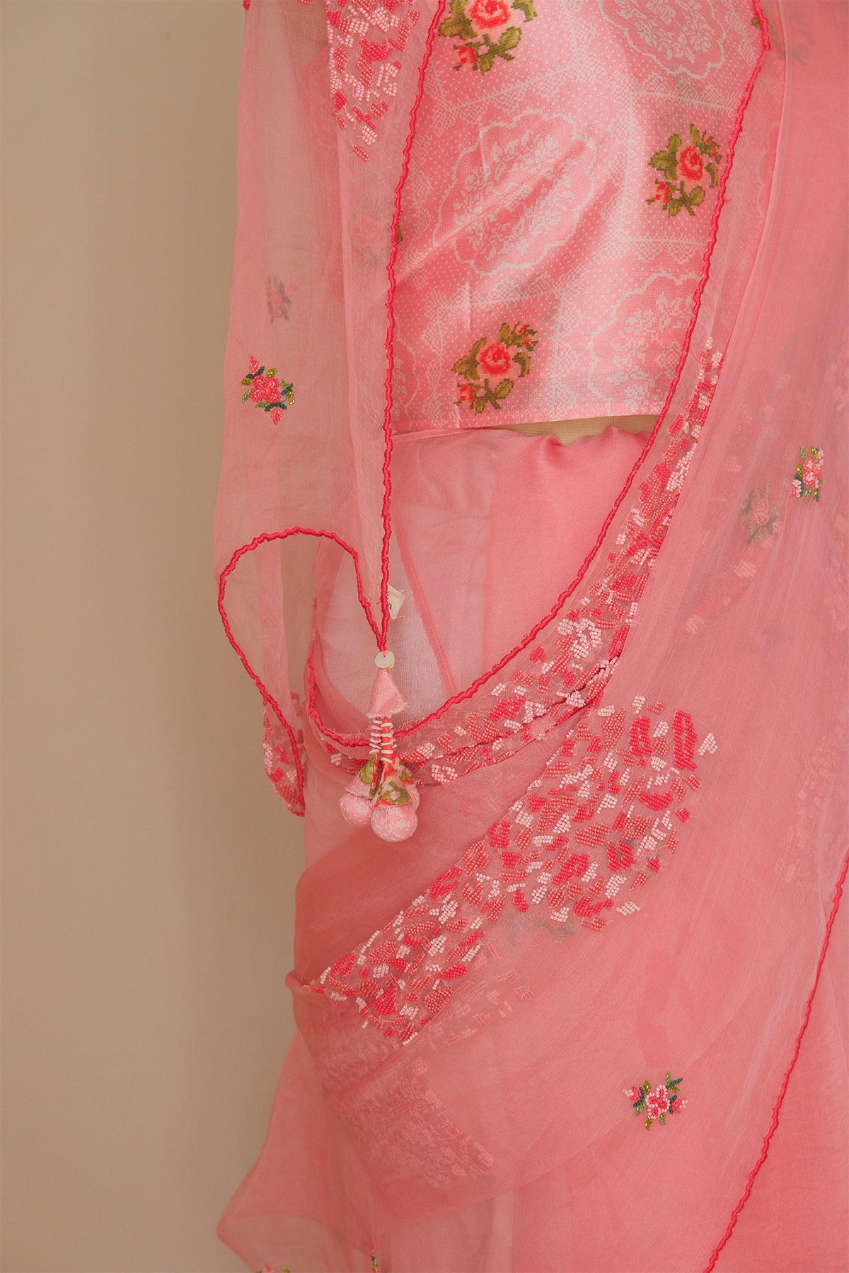 Rose Beaded Saree