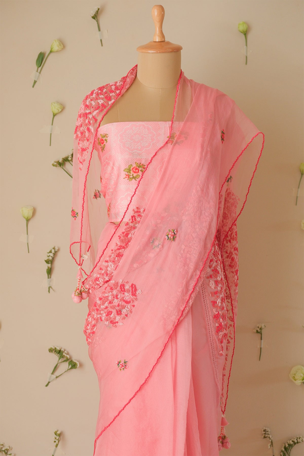 Rose Beaded Saree