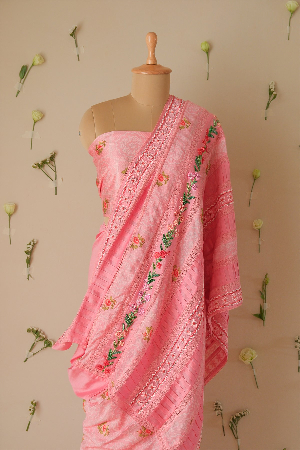 Rose Floral Beaded Saree