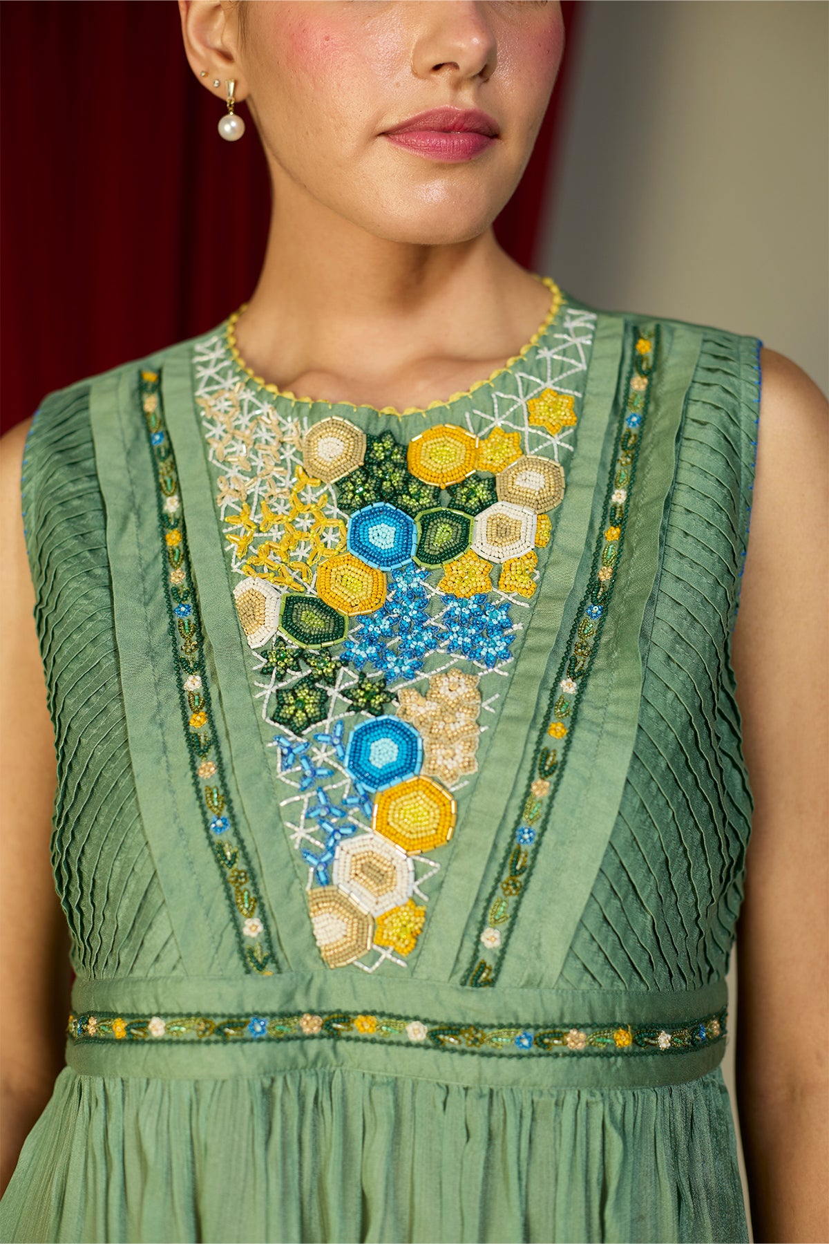 Verdant Green Gathered Top