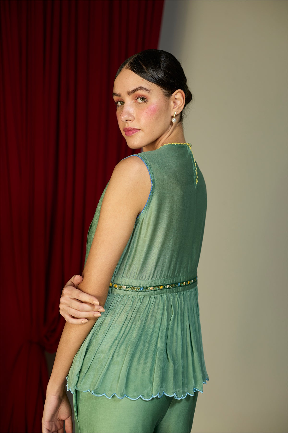 Verdant Green Gathered Top