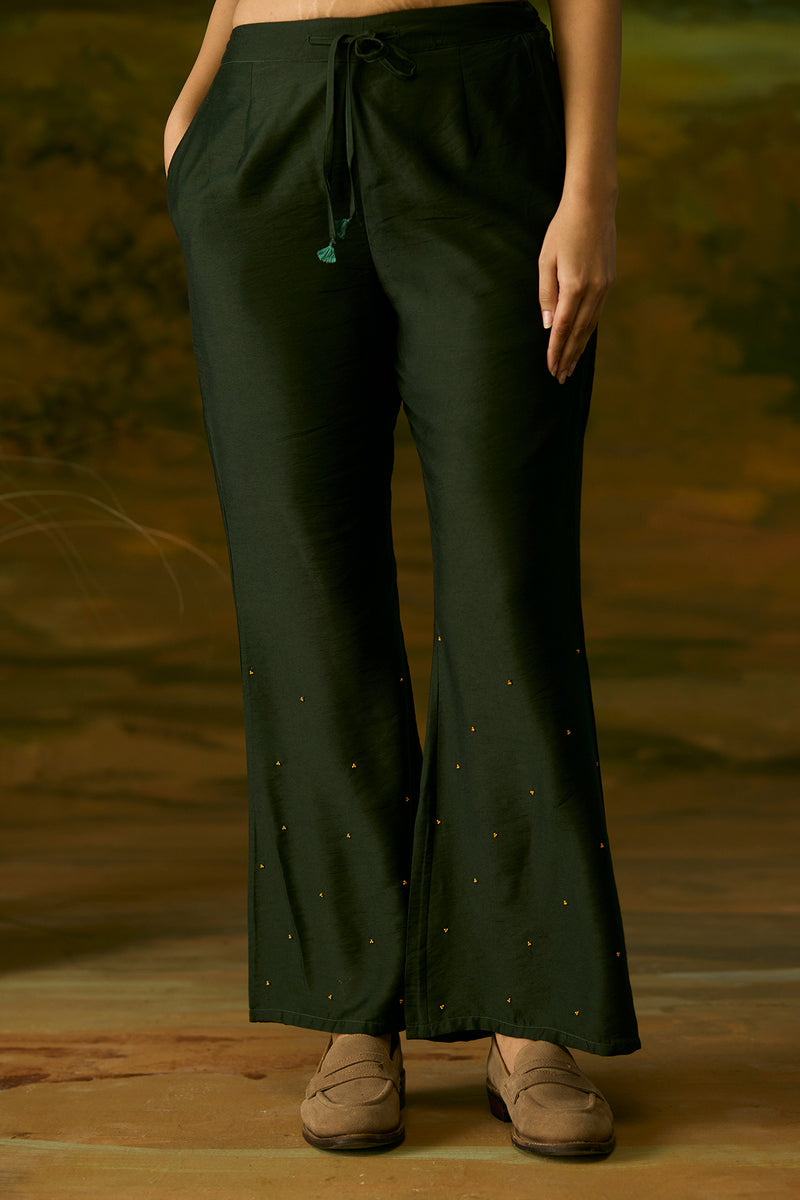 Forest green flared pants
