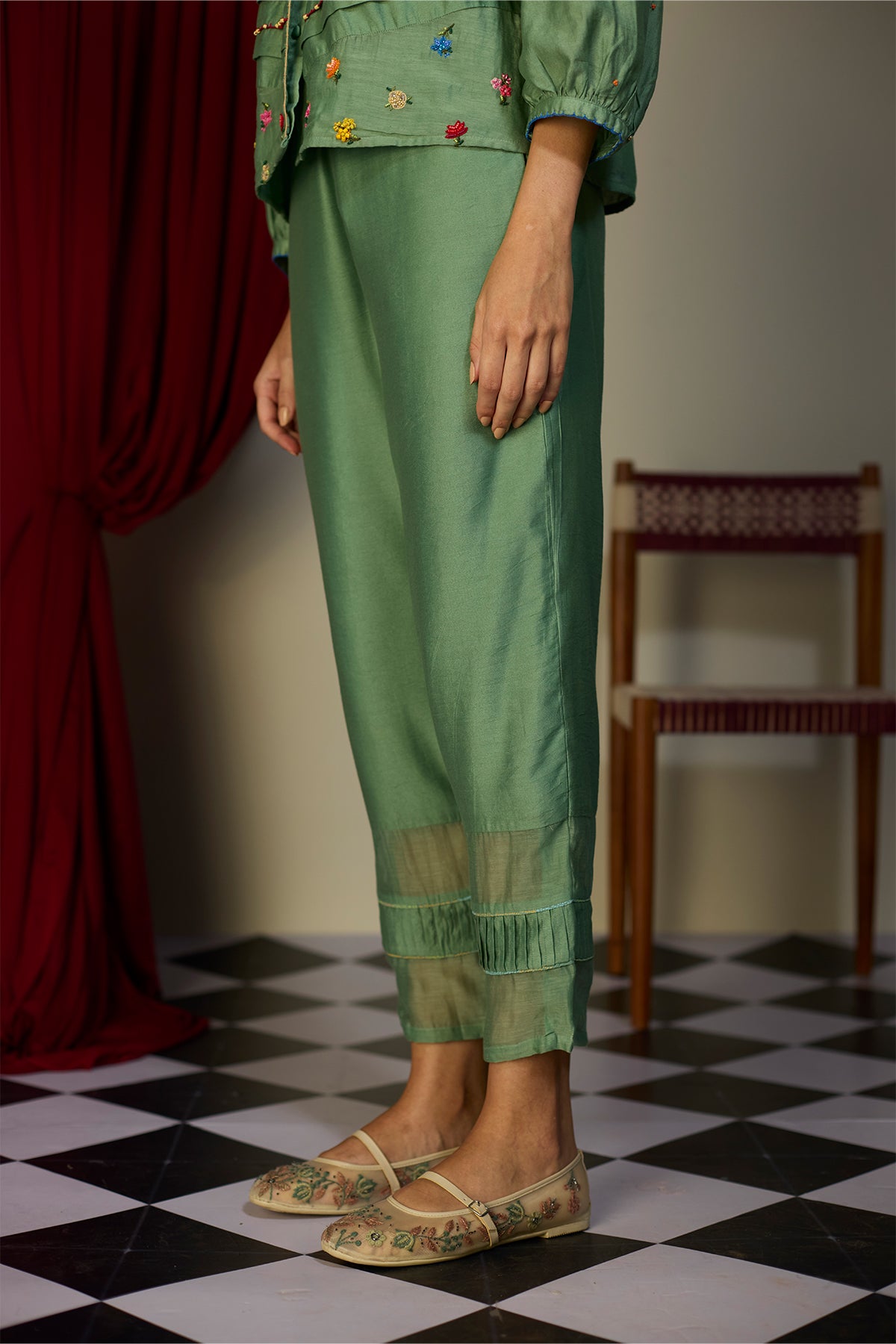 Verdant Green Cuffed Pants