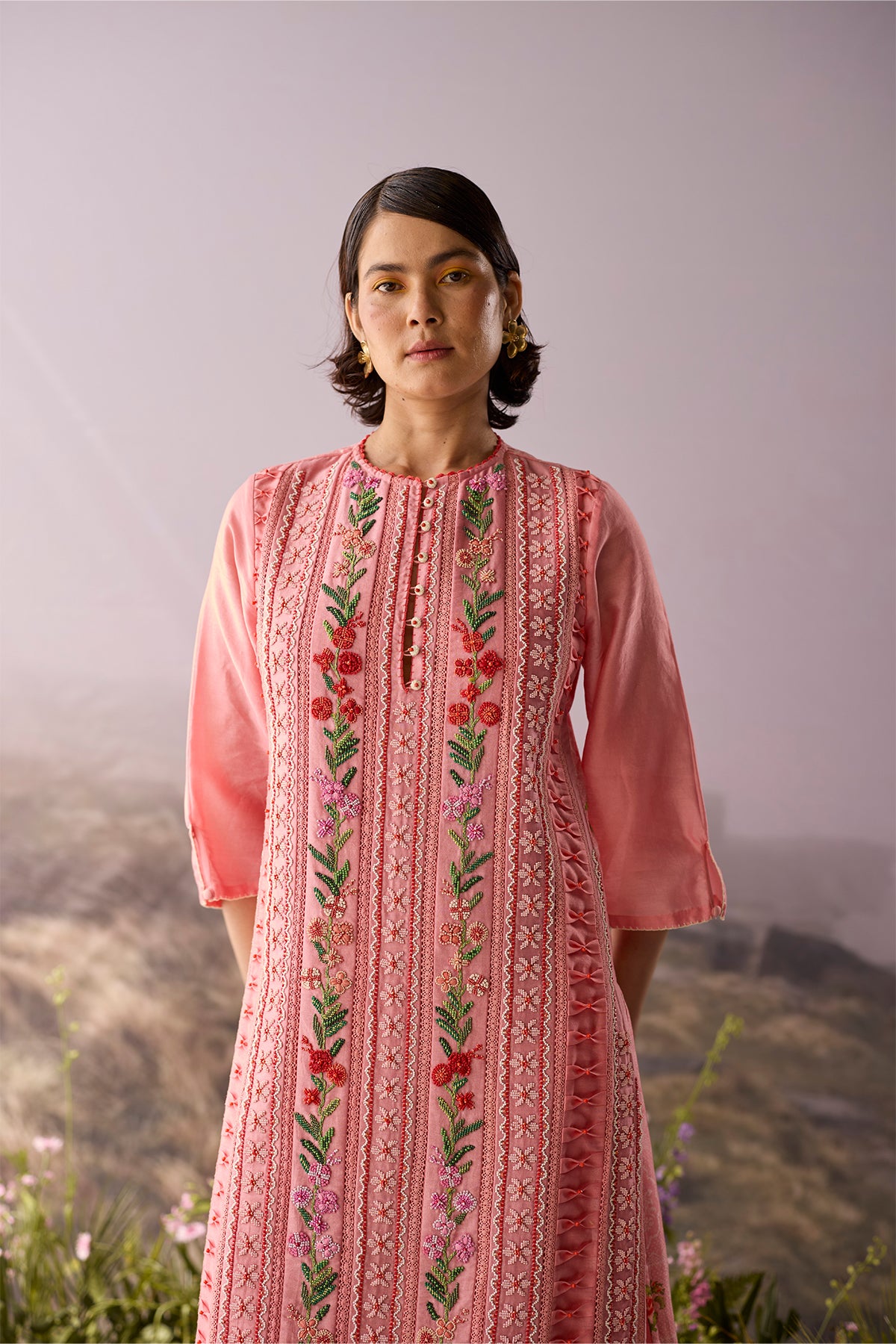 Rose Floral Panelled Kurta