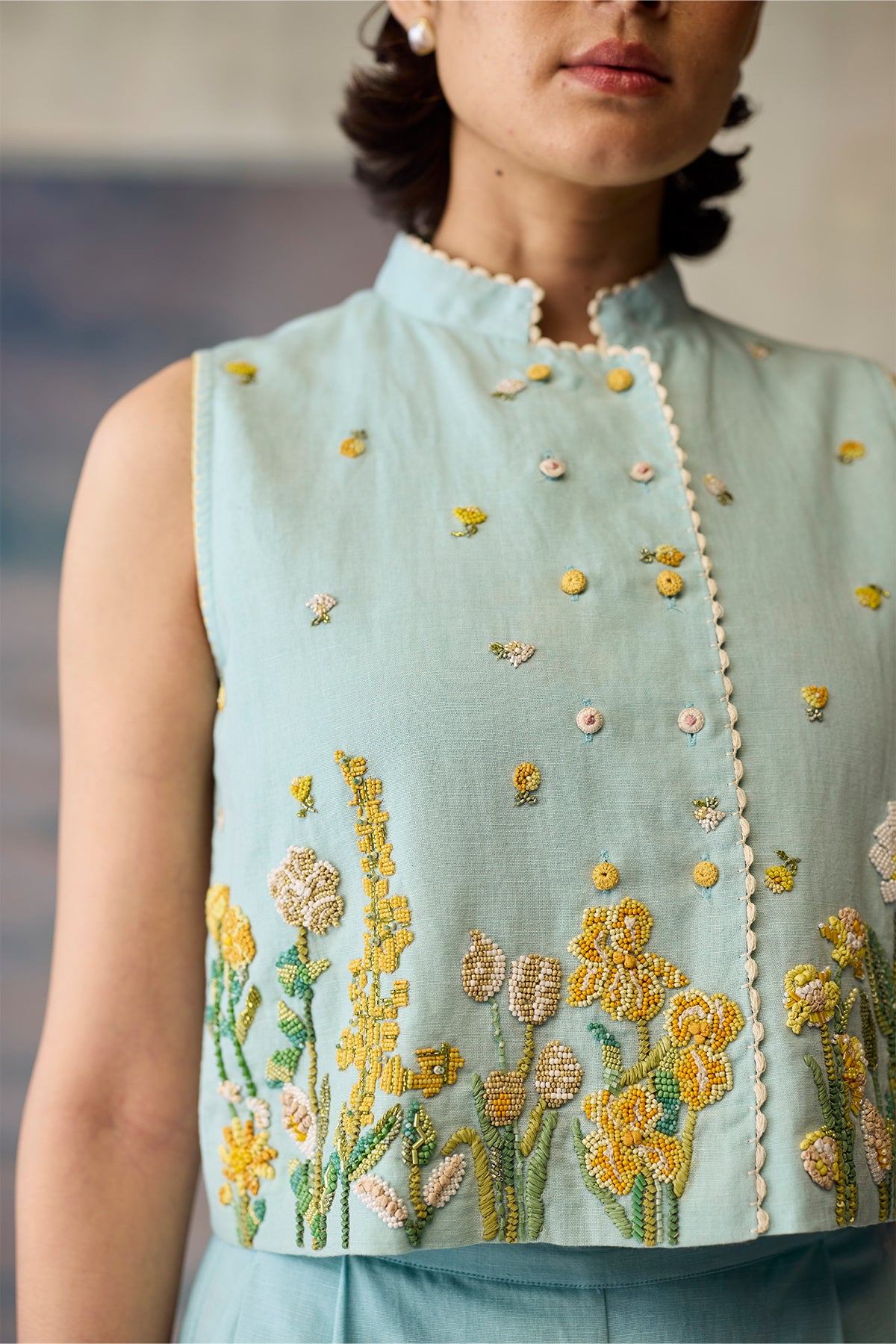 Azure Beaded Waistcoat