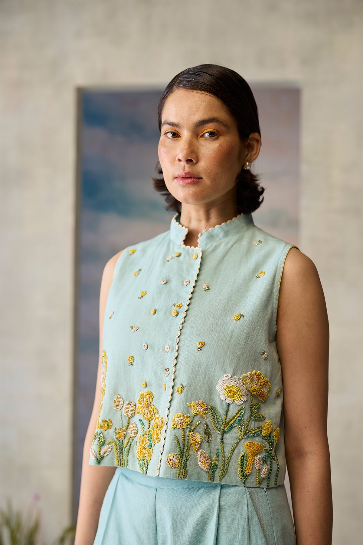 Azure Beaded Waistcoat