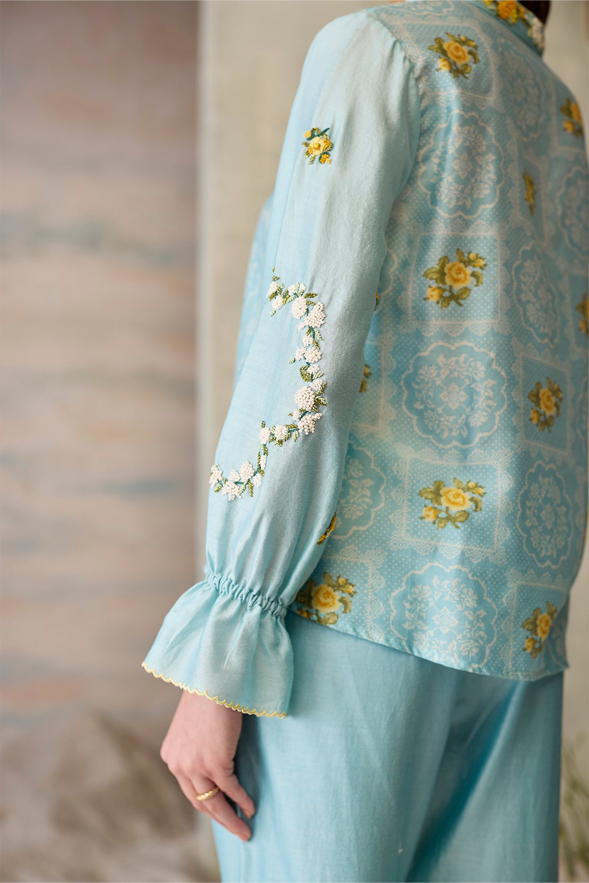 Azure Printed Floral Top