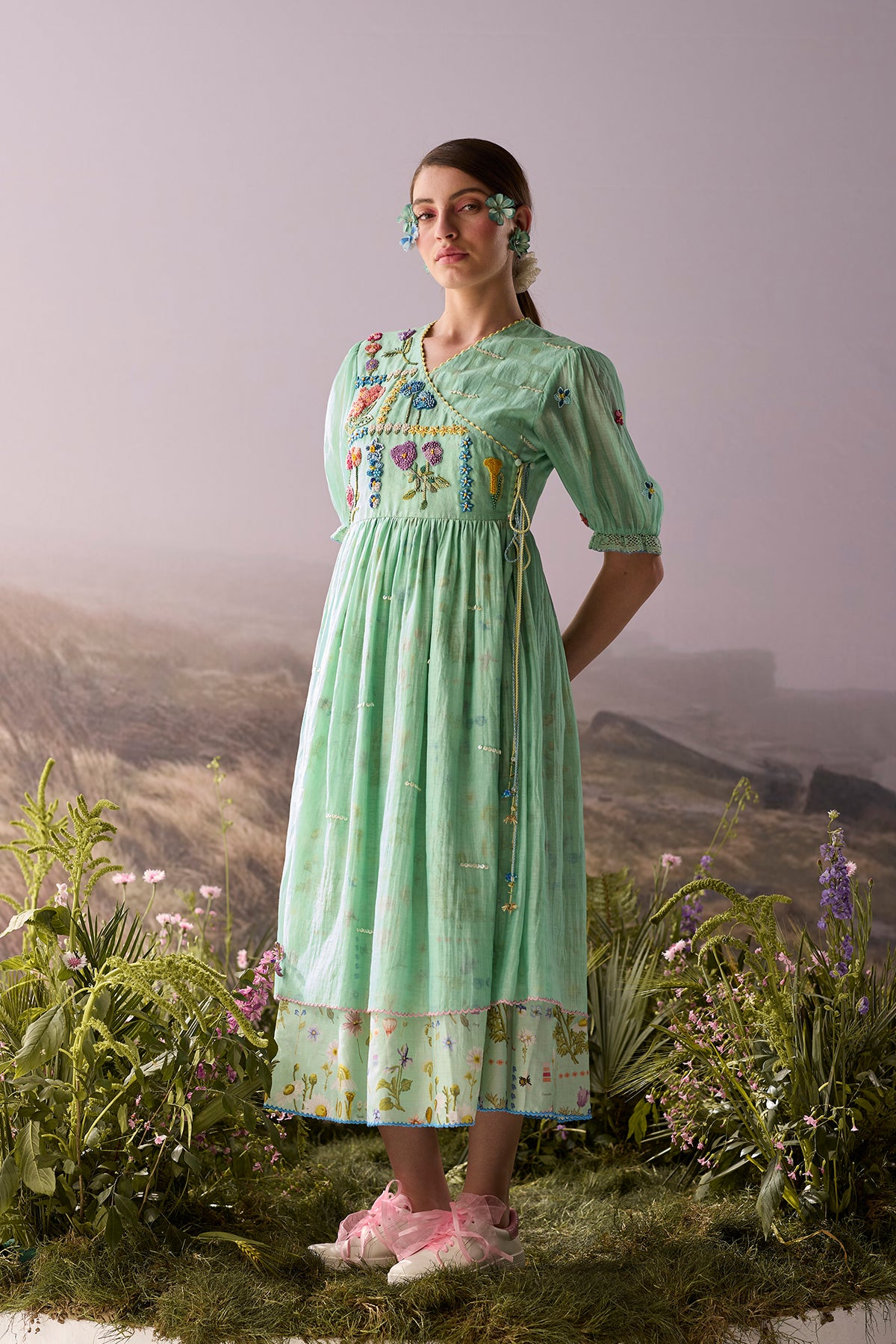 Seaglass Beaded Wrap Dress