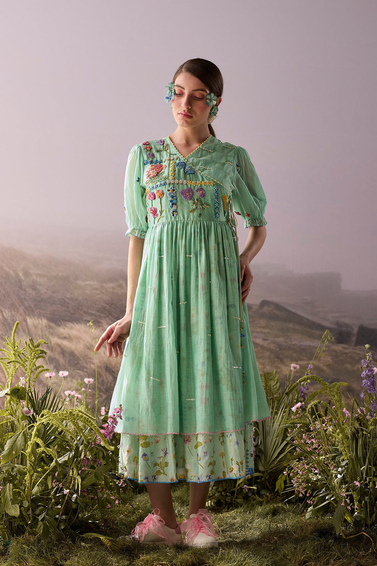 Seaglass Beaded Wrap Dress